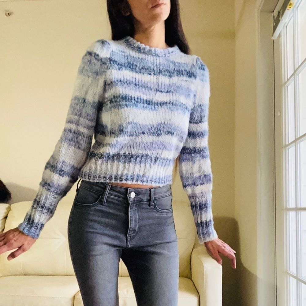 Wild Fable XS Blue Fluffy Balloon Style Sleeves Sweater